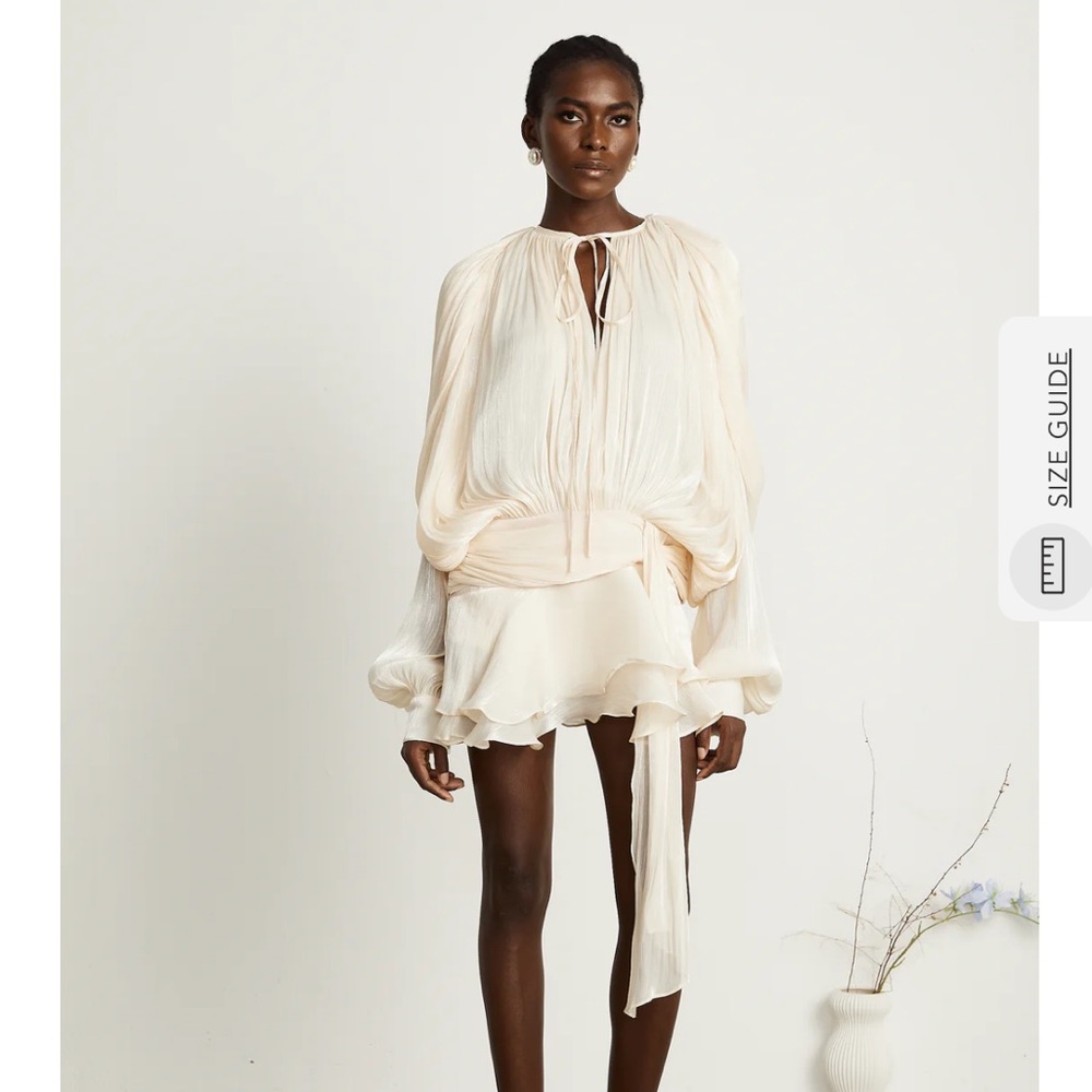 Miss Rosier Eugenie Ruffle Mini Dress in Creamy White